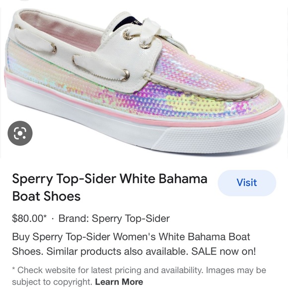 Sperry Women’s Top-sider White Bahama Shoes, Size US 4.5M - Picture 2 of 7